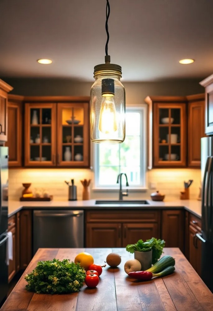 15 Budget Friendly Kitchen Makeovers for 2025 - 5. DIY Lighting Fixtures