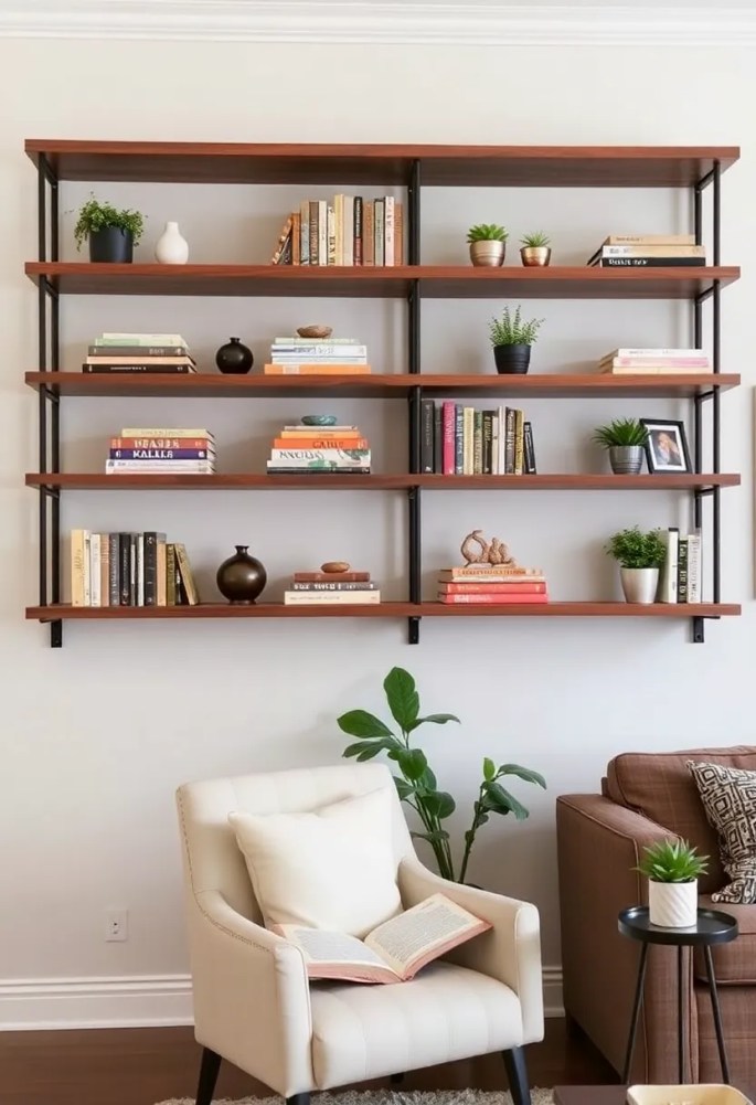 20 Cozy Living Room Ideas That'll Make You Want to Snuggle Up Right Now! - 10. Stylish Shelving