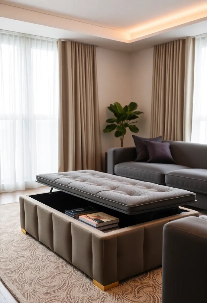 20 Cozy Living Room Ideas That'll Make You Want to Snuggle Up Right Now! - 11. Multi-functional Furniture