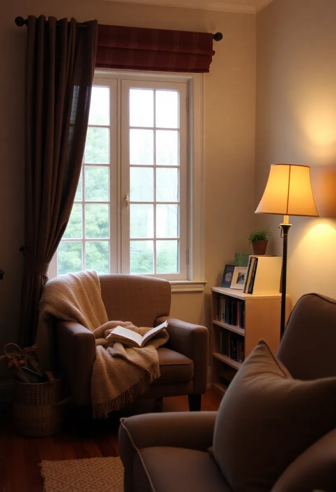 20 Cozy Living Room Ideas That'll Make You Want to Snuggle Up Right Now! - 16. Create a Reading Nook